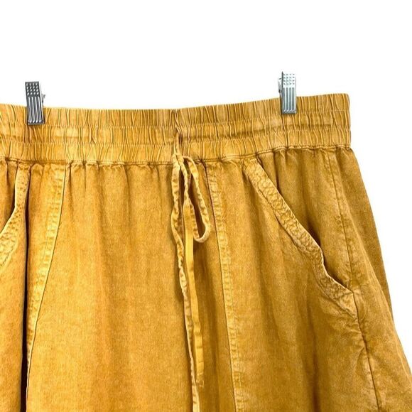 Anthropologie Pilcro linen blend Flounced Mini Skirt‎ Size XL yellow mustard - Picture 6 of 10